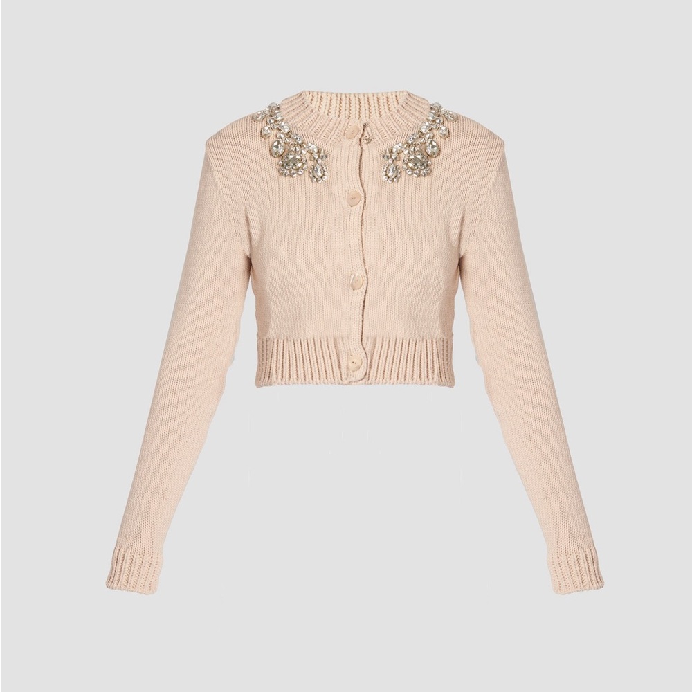 ERDEM Beige Cardigan with Jewel Collar NWT small